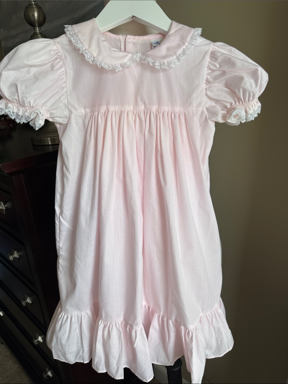 Vintage Bryan pink dress with lace detail 6X